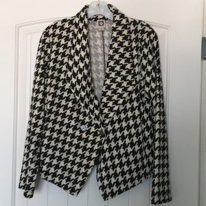 Anne Klein black & cream houndstooth blazer